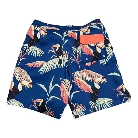 AMERICAN EAGLE TOUCAN BIRD AND PALM LEAVES MENS LARGE SWIM TRUNKS - Picture 5 of 5